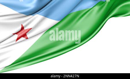 Drapeau de Djibouti isolé sur fond blanc, 3D Illustration Banque D'Images