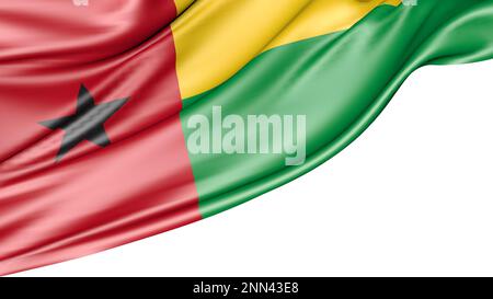 Drapeau de Guinée-Bissau isolé sur fond blanc, 3D Illustration Banque D'Images