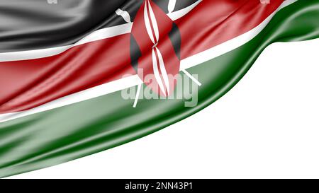 Drapeau kenyan isolé sur fond blanc, 3D Illustration Banque D'Images