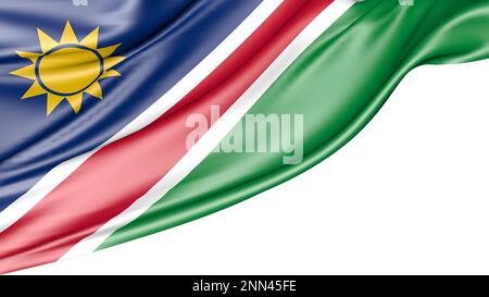 Drapeau namibien isolé sur fond blanc, 3D Illustration Banque D'Images