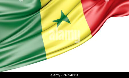 Drapeau du Sénégal isolé sur fond blanc, 3D Illustration Banque D'Images