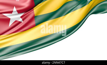 Drapeau togolais isolé sur fond blanc, 3D Illustration Banque D'Images