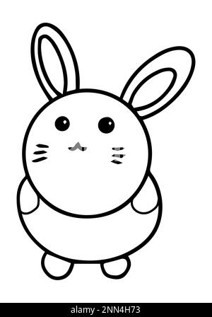 Ensemble d'éléments de pâques mignons primitifs avec contours de lapin et d'œufs, illustration vectorielle plate Illustration de Vecteur