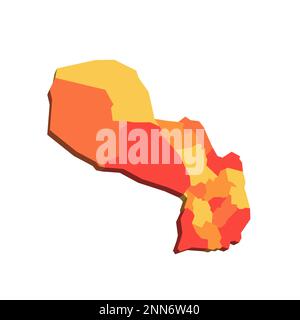 Paraguay carte politique des divisions administratives - départements et district de la capitale. Carte avec étiquettes. Illustration de Vecteur