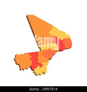 Mali carte politique des divisions administratives - régions et capitale de Bamako. Carte avec étiquettes. Illustration de Vecteur