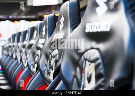 Assis pendant le match Sky Bet League 1 entre MK Dons et Ipswich Town au stade MK, Milton Keynes, le samedi 25th février 2023. (Photo : Kevin Hodgson | ACTUALITÉS MI) crédit : ACTUALITÉS MI et sport /Actualités Alay Live Banque D'Images