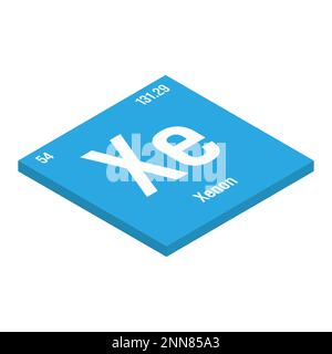 Xenon, XE, élément de table périodique avec nom, symbole, numéro atomique et poids. Gaz inerte à diverses utilisations scientifiques, comme dans certains types d'éclairage et comme composant dans certains types d'imagerie médicale. Illustration de Vecteur