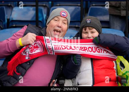 West Bromwich, Royaume-Uni. 25th févr. 2023. Les fans de Middlesbrough avant le match de championnat de Sky Bet West Bromwich Albion vs Middlesbrough aux Hawthorns, West Bromwich, Royaume-Uni, 25th février 2023 (photo de Steve Flynn/News Images) à West Bromwich, Royaume-Uni le 2/25/2023. (Photo de Steve Flynn/News Images/Sipa USA) crédit: SIPA USA/Alay Live News Banque D'Images