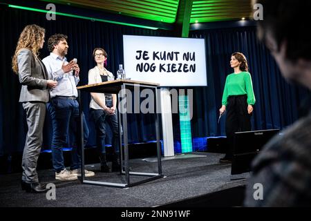 DEN B.Sc. - Prof. dr. Le Dr Ingrid Visseren-Hamakers (candidat au Sénat), Rick van de Pol (chef de l'Office de l'eau de AA en Maas) et Nikky Hamerslag (chef de la liste du Brabant Nord) tiendront une table ronde pendant la campagne électorale du Parti pour les animaux (PvdD). ANP ROB ENGELAR pays-bas sortie - belgique sortie Banque D'Images