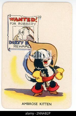 Carte représentant LE CHATON AMBROSE de Symphonies battues JEU DE cartes WALT DISNEY publié en 1939 au Royaume-Uni par Pepys Games avec la permission de Walt Disney - Mickey Mouse Ltd Banque D'Images