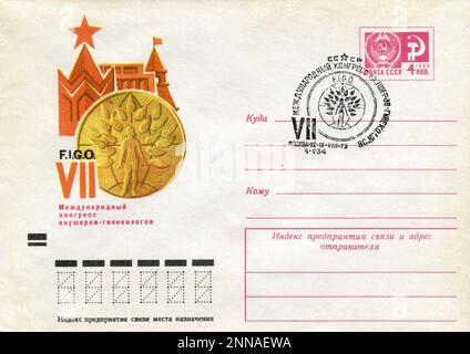 URSS - vers 1970: Une enveloppe postale de la première journée de l'URSS avec des timbres. VII Congrès international des obstétriciens et gynécologues. FIGO. Moscou. 1973. Banque D'Images