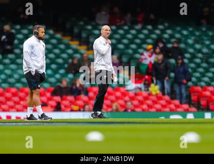 25th février 2023 ; Stade de la Principauté, Cardiff, pays de Galles : six Nations International Rugby pays de Galles contre Angleterre ; entraîneur de Steve Borthwick d'Angleterre Banque D'Images