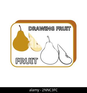Livre de coloriage pour enfants avec icône ​​pear Illustration de Vecteur