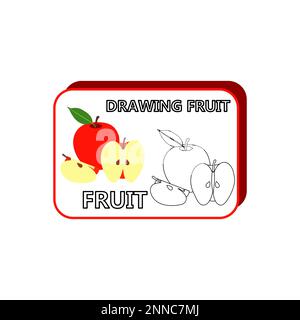 Doodle Apple Icon isolé sur White fruit Outline enfants dessin main Apple Illustration Illustration de Vecteur