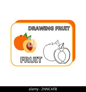 dessin de feuilles de coloriage pour enfants avec pêche aux fruits Illustration de Vecteur