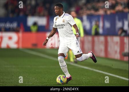 David Alaba du Real Madrid CF en action pendant le match de la Liga Santander entre CA Osasuna et le Real Madrid CF au stade El Sadar sur 18 février, 2 Banque D'Images