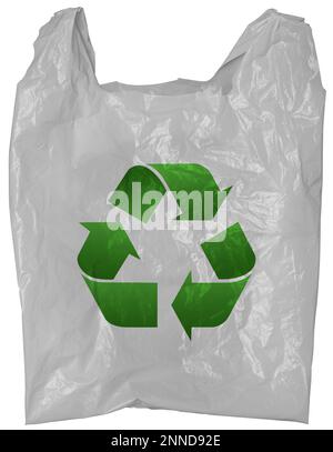Sac en plastique avec symbole de recyclage Banque D'Images