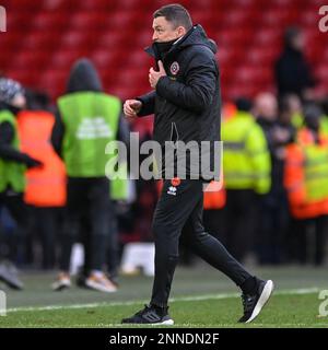 Sheffield United Manager Paul Heckingbottom après le match du championnat Sky Bet Sheffield United contre Watford à Bramall Lane, Sheffield, Royaume-Uni, 25th février 2023 (photo de Ben Roberts/News Images) Banque D'Images