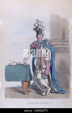 Chevalier du Garter, Angleterre, illustration vintage de 1814 Banque D'Images