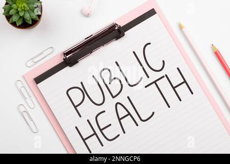 Affiche indiquant la santé publique. Mot écrit sur la promotion de modes de vie sains à la communauté et à son peuple Banque D'Images