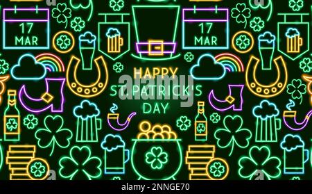 Bannière Saint Patrick Day Neon Illustration de Vecteur