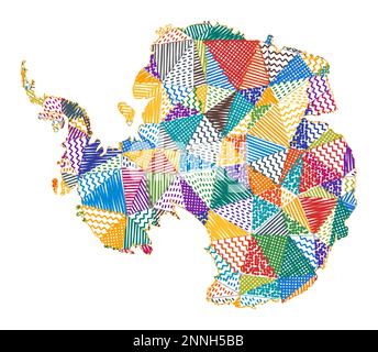 Carte de style enfant de l'Antarctique. Polygones dessinés à la main en forme d'Antarctique. Illustration vectorielle. Illustration de Vecteur