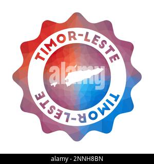 Logo Timor-Leste Low poly. Logo de voyage dégradé coloré du pays dans un style géométrique. Rond-point multicolore de Timor-Leste signe avec carte f Illustration de Vecteur