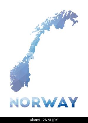 Carte poly basse de Norvège. Illustration géométrique du pays. Carte polygonale de Norvège. Technologie, Internet, concept de réseau. Illustration vectorielle. Illustration de Vecteur