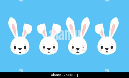 Joli lapin. Ensemble vectoriel de têtes isolées. Lièvre, lapin, lapin pour Pâques Illustration de Vecteur