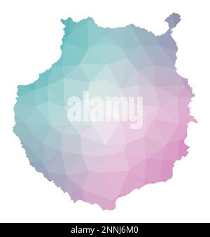 Carte polygonale de Gran Canaria. Illustration géométrique de l'île aux couleurs émeraude et améthyste. Carte Gran Canaria dans le style poly bas. Illustration de Vecteur