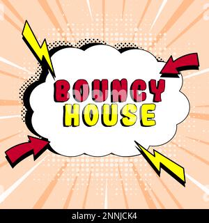 Légende du texte présentant Bouncy House. Mot pour le programme automatisé qui fonctionne sur l'intelligence artificielle d'Internet Banque D'Images