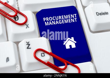 Légende conceptuelle gestion des achats. Aperçu de l'entreprise achat de biens et de services à partir de sources externes Banque D'Images