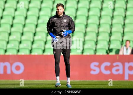 25-02-2023: Sport: Groningen v Excelsior GRONINGEN, PAYS-BAS - FÉVRIER 25: Gardien de but Michael Verrips (FC Groningen) pendant le match Eredivisiie Banque D'Images