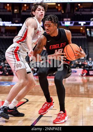 Anaheim, Californie. 25th févr. 2023. Etiwanda (19) Jaidon Nassar en action pendant le championnat de basket-ball CIF-SS Boys DIV 1. Mater Dei vs Etiwanda.Louis Lopez/Modern Exposure/Cal Sport Media/Alamy Live News Banque D'Images