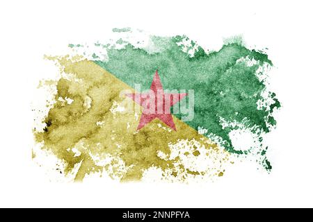 France, fond de drapeau de la Guyane française peint sur papier blanc avec aquarelle Banque D'Images