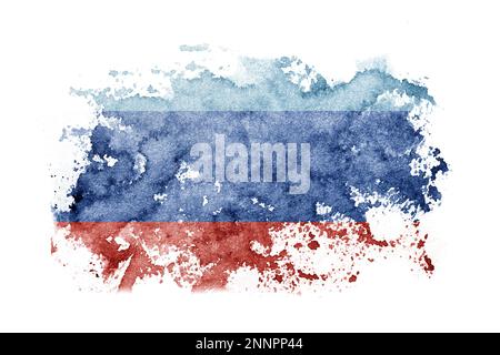 République populaire de Luhansk, Ukraine, Russie drapeau fond peint sur papier blanc avec aquarelle Banque D'Images