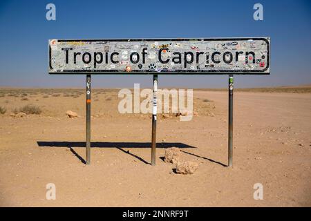 Signe Tropique de Capricorne, près du canyon de Kuiseb, région d'Erongo, Namibie Banque D'Images