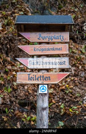 Signalisation des sentiers de randonnée dans le Harz Bodetal Banque D'Images