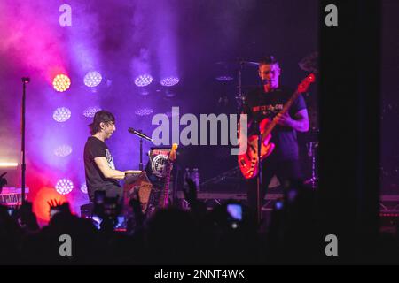 Milan, Italie, 25st février 2023. Le groupe pop punk américain All Time Low se produit en direct à fabrique à Milan. Crédits: Maria Laura Arturi/Alamy Live News Banque D'Images