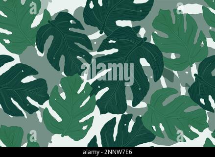 Conception d'arrière-plan Monstera. Monstera laisse un élément vert dans un papier peint créatif. Le fond d'écran de l'illustration vectorielle quitte l'illustration. Illustration de Vecteur