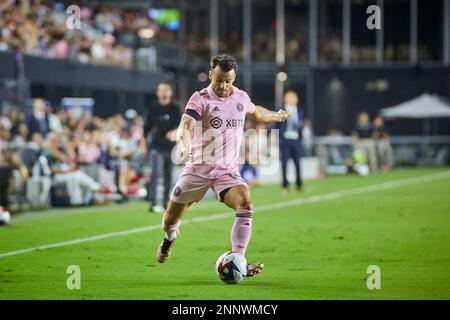 Fort Lauderdale, Floride, États-Unis. 25th févr. 2023. L'Inter Miami CF a été mis en place pour 2023 à domicile Opener contre CF Montréal au DRV Pink Stadium en Floride, aux États-Unis. Credit: Yaroslav Sabitov/YES Market Media/Alay Live News Banque D'Images