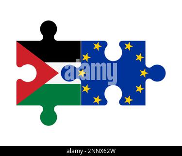 Puzzle connecté des drapeaux de la Palestine et de l'Union européenne, vecteur Illustration de Vecteur