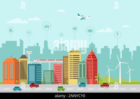 design moderne et élégant avec énergie éolienne et graphiques d'information Illustration de Vecteur