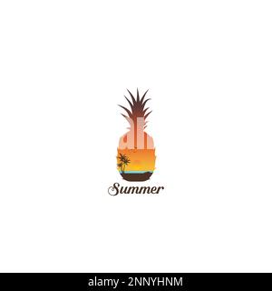 concept de design plat sur le thème de l'été avec logo ananas Illustration de Vecteur