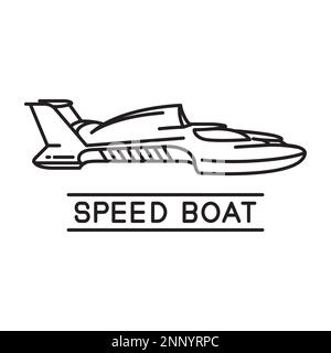 speed boat design monoline speedboat contour isolé sur fond blanc Illustration de Vecteur