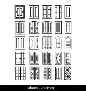 collection de dessins vectoriels style porte et fenêtre Illustration de Vecteur