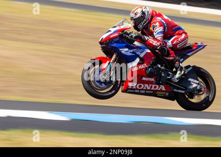 Phillip Island, Australie, 26 février 2023. Iker Lecuona de l'ESP sur l'écurie Honda Team HRC lors du Championnat du monde de Superbike FIM 2023 au circuit de Phillip Island sur 26 février 2023 à Phillip Island, en Australie. Crédit : Dave Helison/Speed Media/Alamy Live News Banque D'Images