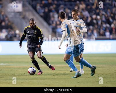 Chester, États-Unis, février 25th 2023 Steven Moreira (31 Crew) va de l'avant pendant le match de football de la Ligue majeure entre Philadelphia Union et Columbus Crew au Subaru Park à Chester, PA (Georgia Soares/SPP) Credit: SPP Sport Press photo. /Alamy Live News Banque D'Images