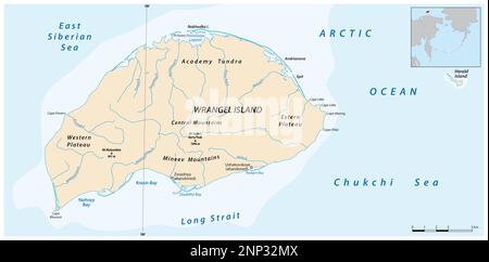 Carte de l'île russe de wrangel dans l'océan arctique Banque D'Images