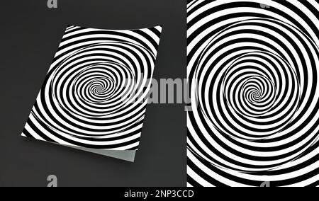 Modèle de conception de la couverture. Motif en noir et blanc avec l'illusion d'optique. Applicable pour des pancartes, banderoles, couvertures de livres, brochures, planificateurs ou portables. Illustration de Vecteur